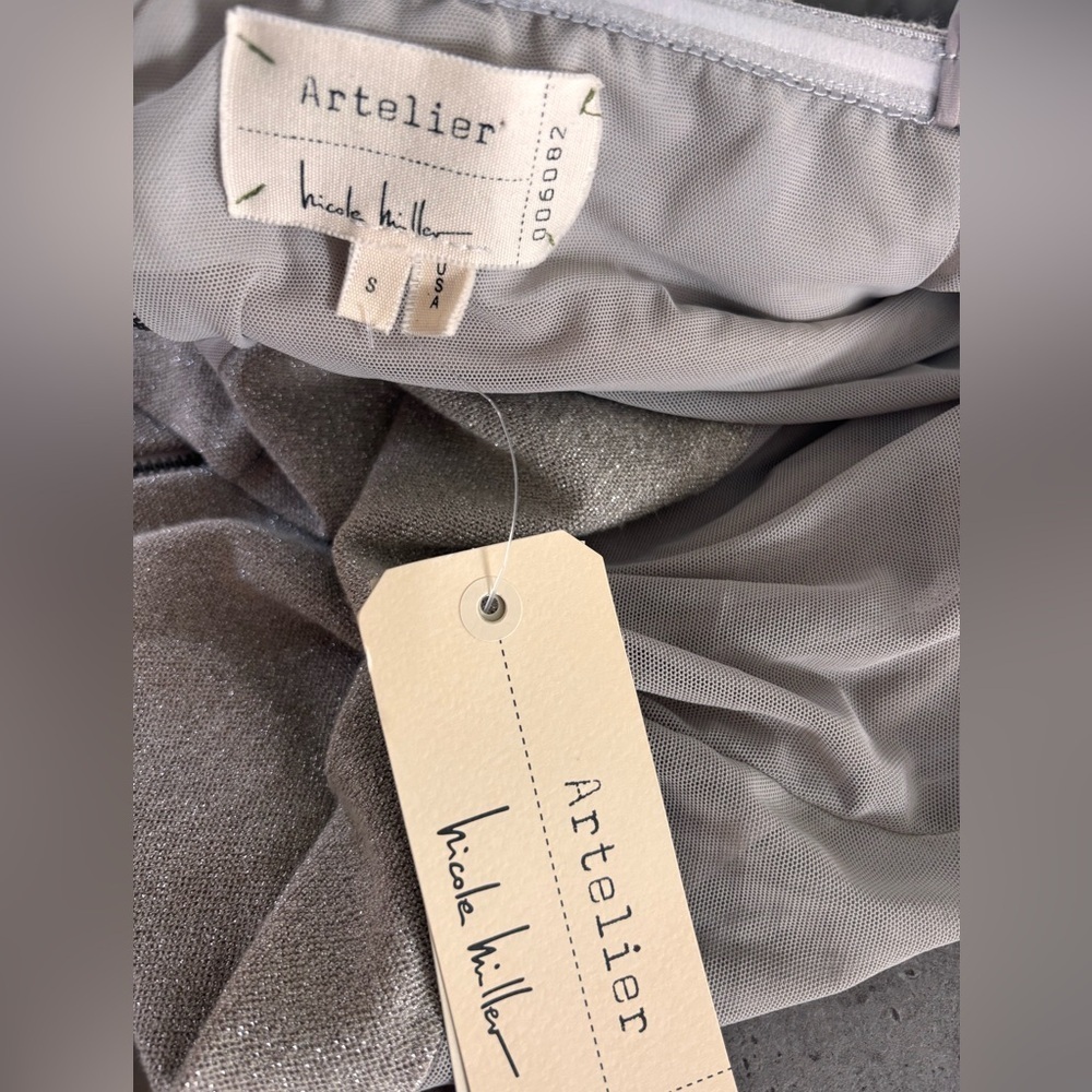 Nicole Miller Atelier Metallic Off-Shoulder Top with Zipper - Picture 14 of 14